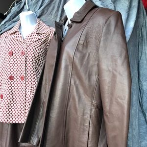Liz Claiborne Brown Leather Jacket 3/4 Length